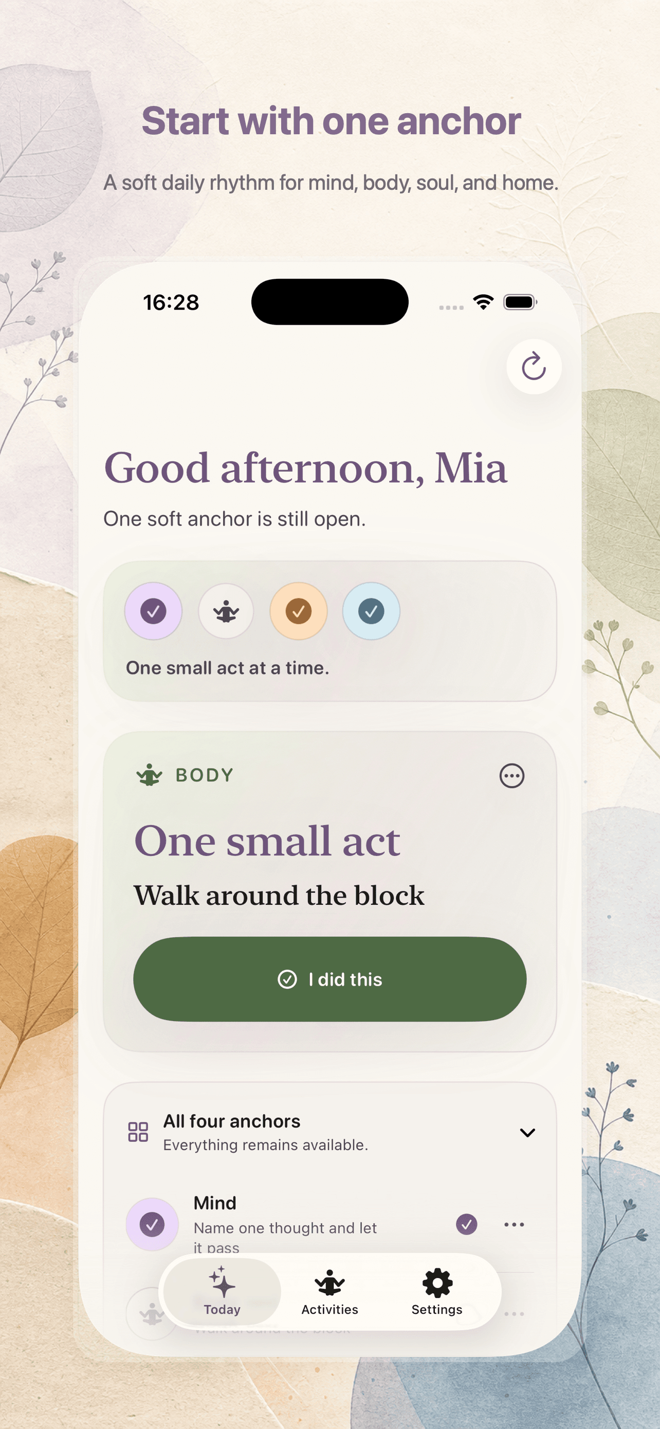 Lila Today screen preview.
